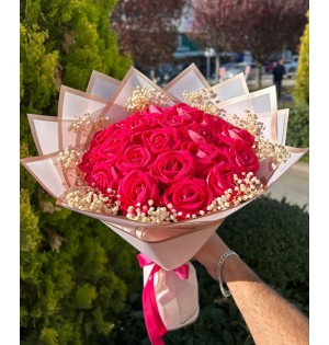 Pembe 21 Yapay Gül Buketi